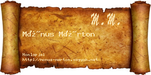 Mónus Márton névjegykártya