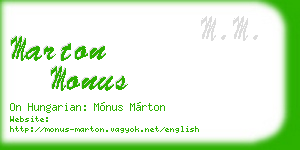 marton monus business card